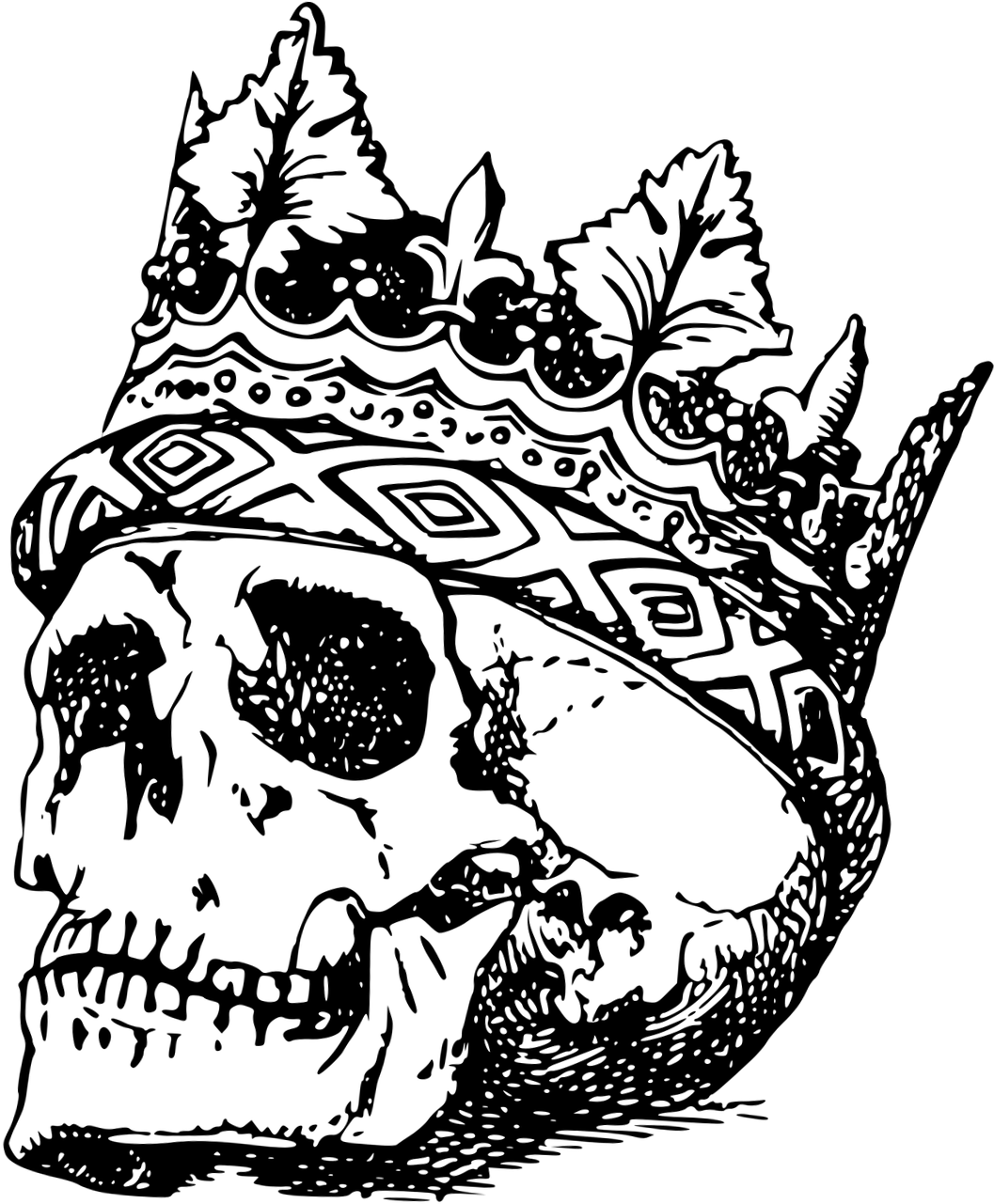 Mage Hand Press - Skull Wearing Crown (1113x1346), Png Download
