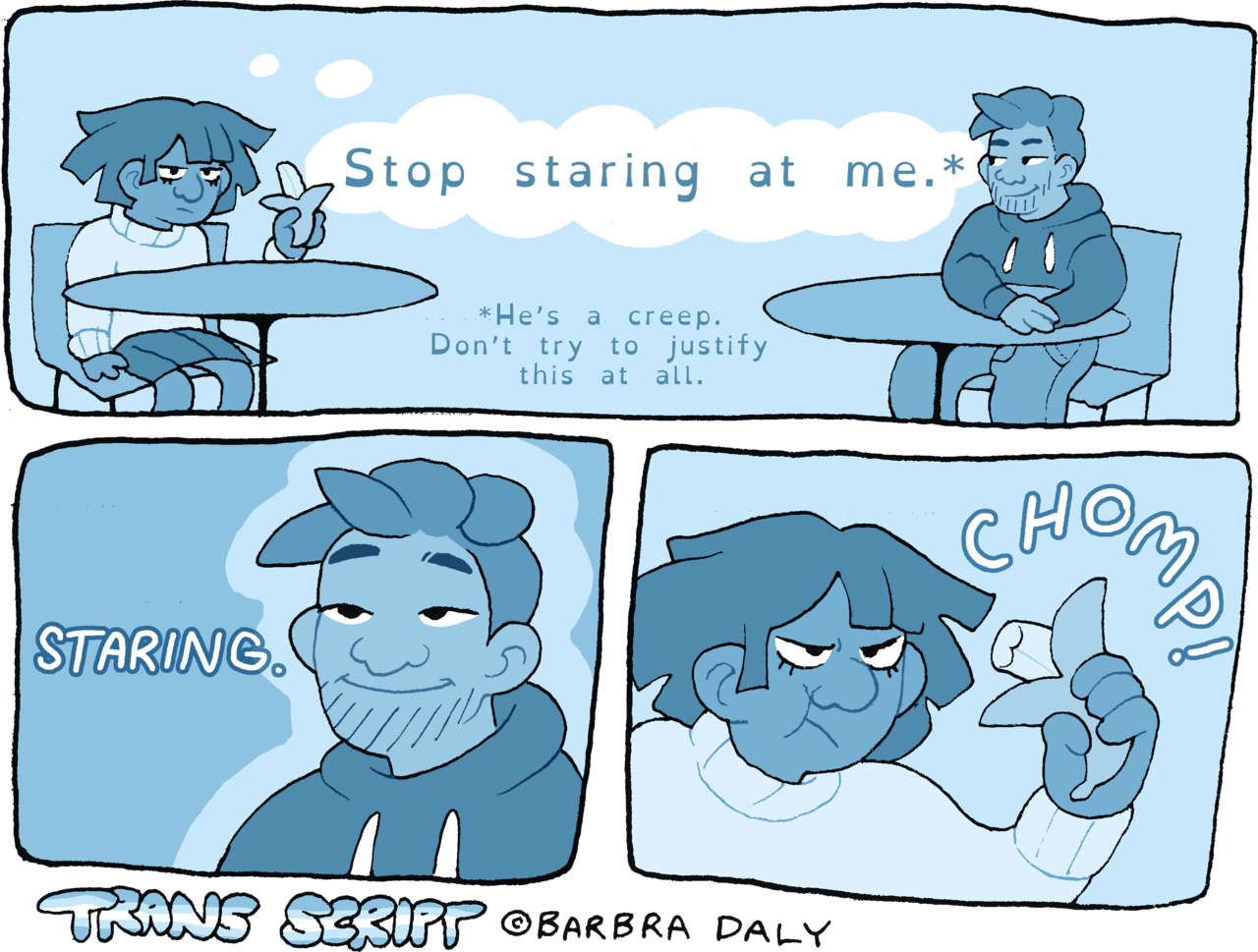 Men Trans Feminist Comic Creepy The Trans Script Barbra - Cartoon (1280x969), Png Download