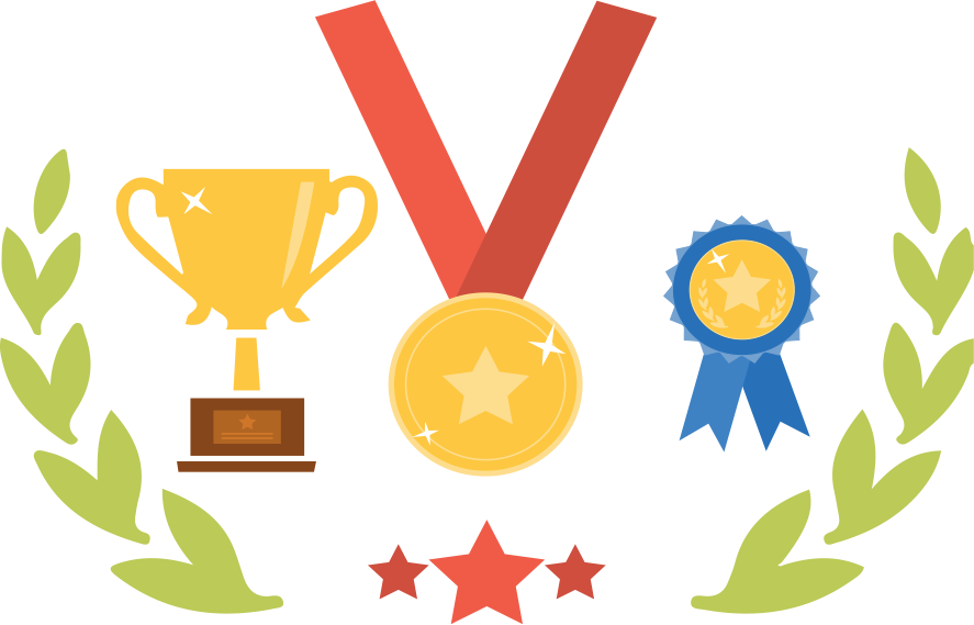 A Trophy, A Medal, And A Blue Ribbon Walk Into A Bar - Awards Png (887x569), Png Download