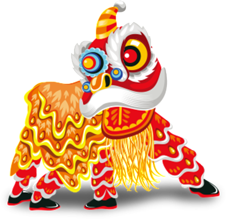 Hand Painted Flat Festive Lion Dance Png - Chinese New Year Lion Png (1024x1090), Png Download