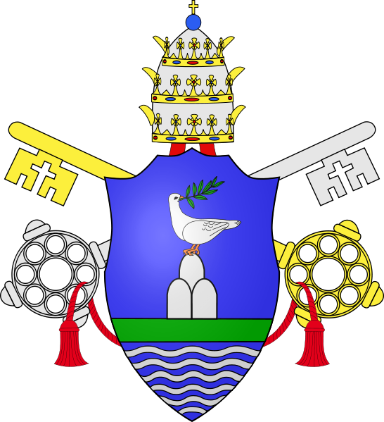 Table 36 On The Throne A Pope Crowned By Two Angels - Pope Pius Xii Coat Of Arms (546x599), Png Download