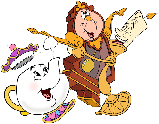 Download Group Clip Art Disney Galore With Images Lumiere Cogsworth Mrs Potts Full Size Png Download Seekpng