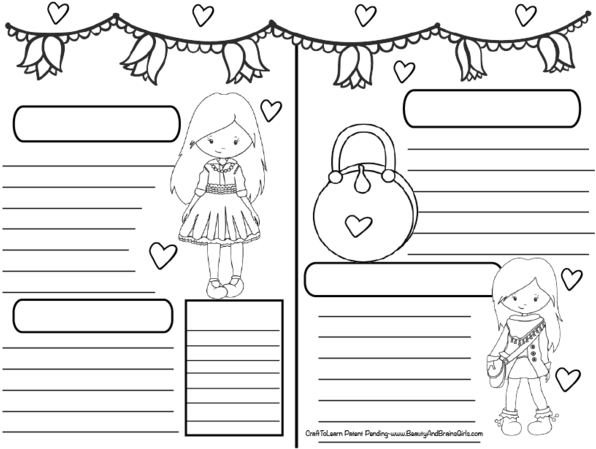 Cute Fashion Girl Art Journal Diy Printable Instant - Drawing (690x480), Png Download