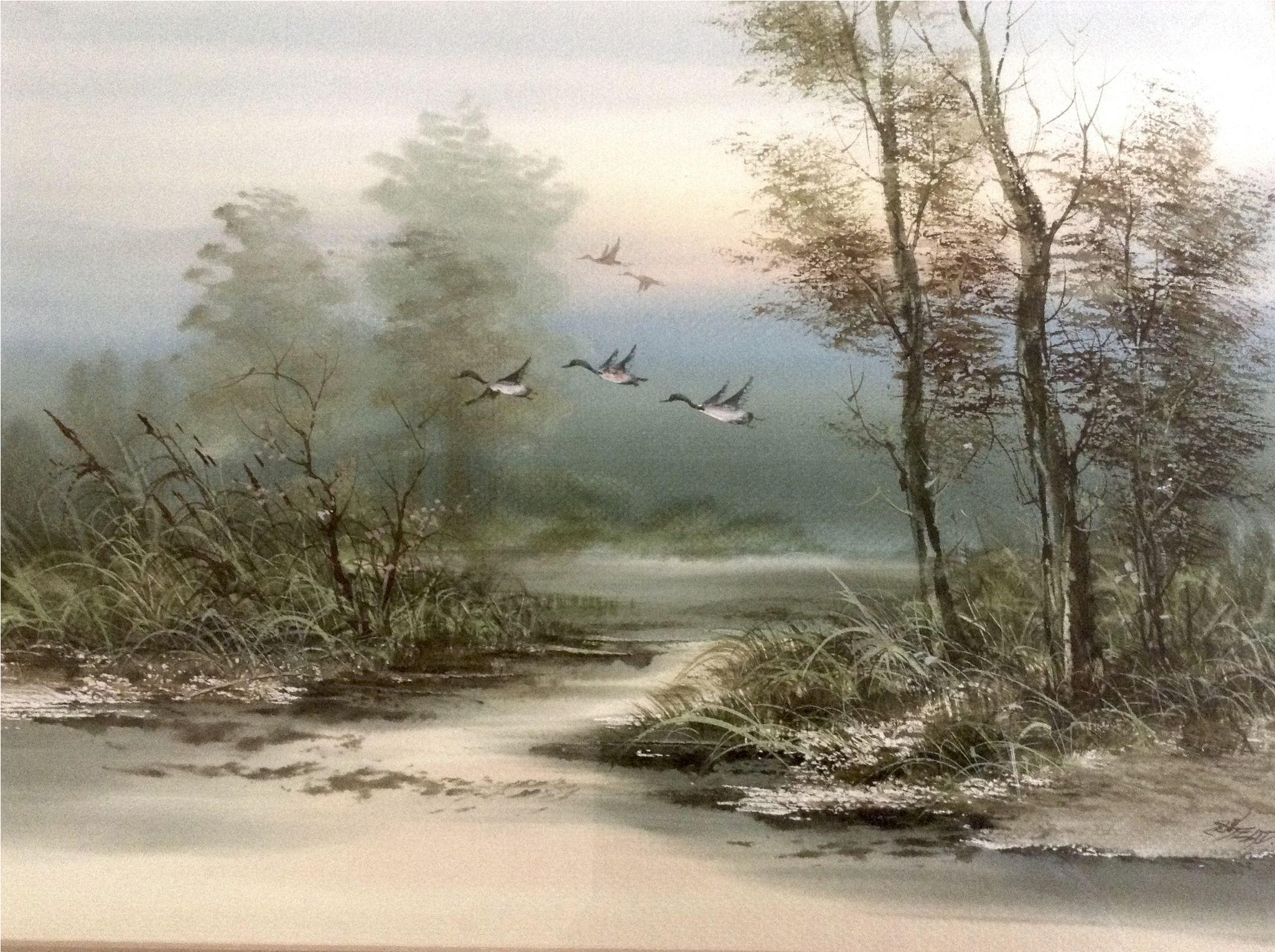 Surachai Promsuntisit Ead, Mallard Ducks In Flight - Watercolor Painting (2048x2048), Png Download