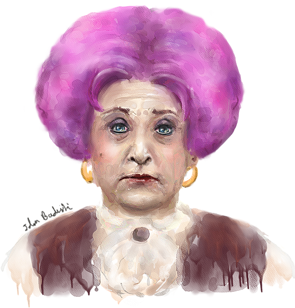 Bleed Area May Not Be Visible - Crazy Pink Hair Old Lady (600x641), Png Download