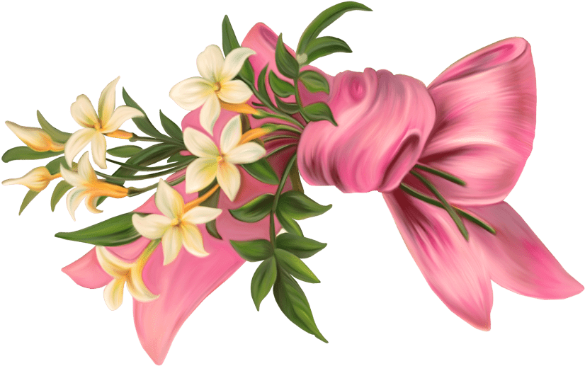 Free Png Flowers Png Images Transparent - Bow And Flowers (850x542), Png Download
