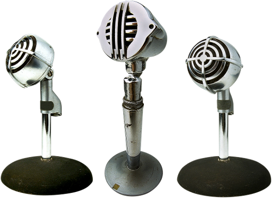 Microphones Radio Sound Reportage Broadcas - Table Microphone Png (487x340), Png Download