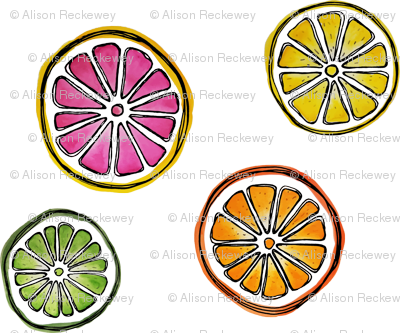 Watercolor Fruit Slices - Circle (400x333), Png Download