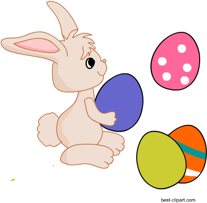 Easter Bunny And Colorful Easter Eggs, Free Clip Art - Easter (450x450), Png Download