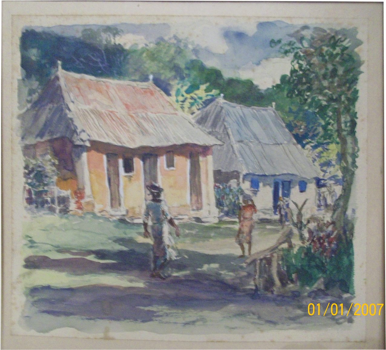 American School Artist Watercolor Titled Brown Walls, - Watercolor Painting (1400x1400), Png Download