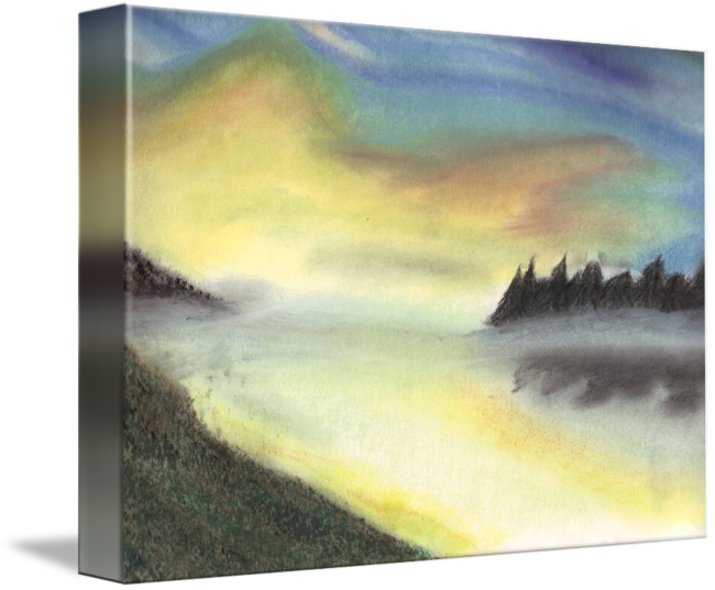 Sunrise On The Lake By Jonathan Gassett Png Black And - Drawing (650x537), Png Download