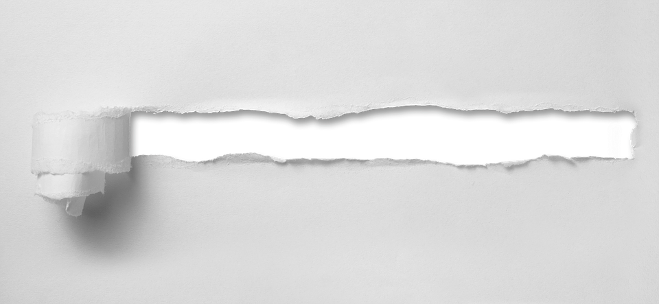 Ripped Paper Torn Through Broken Transpare - Monochrome (735x340), Png Download