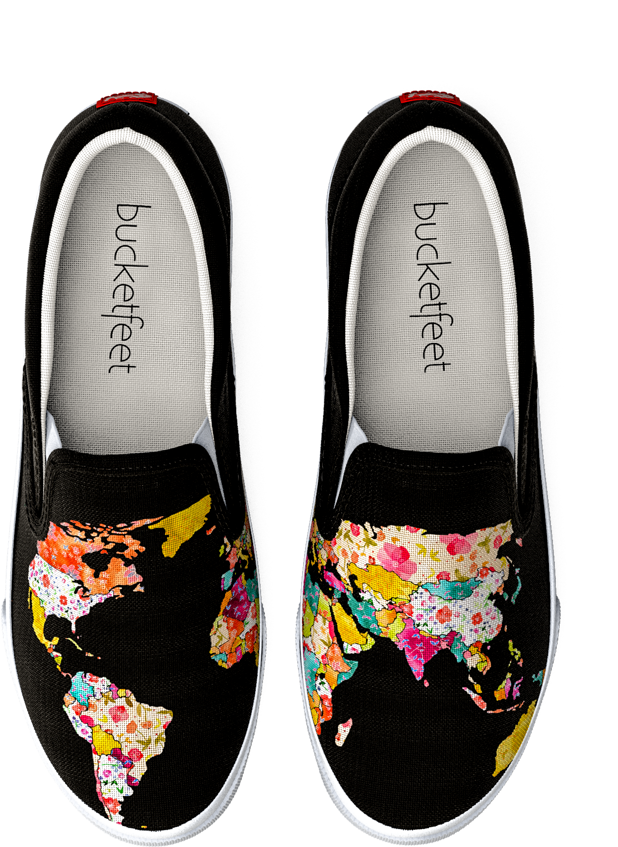 Watercolor Meets Canvas In These Black Slip Ons By - World Map Shoes (2048x2048), Png Download