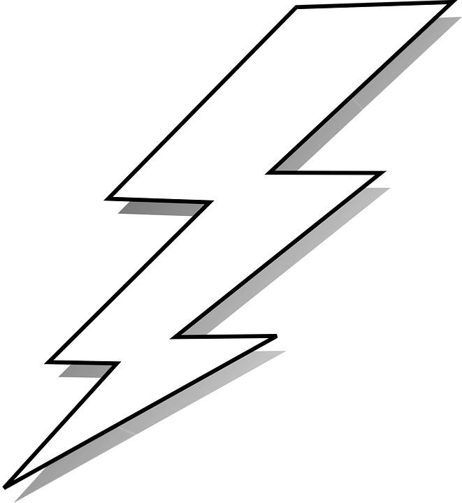Free Vector Graphic - Black And White Lightning Bolt (661x720), Png Download