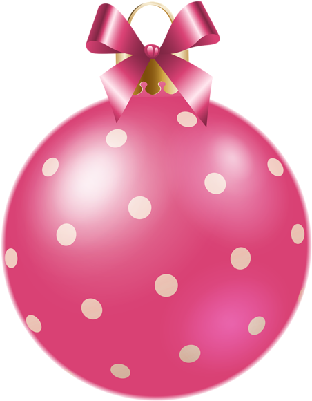Christmas Pink Dotted Ball Png Clipart Image - Vintage Christmas Pink Clip Art (466x600), Png Download