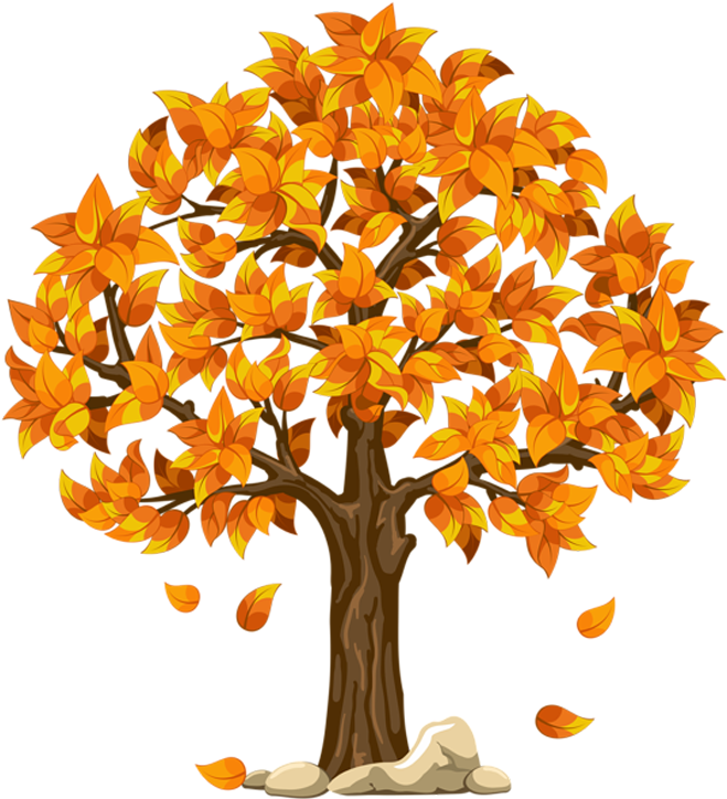 Clip Freeuse Stock Transparent Orange Picture Planner - Fall Tree Clipart Transparent (555x600), Png Download