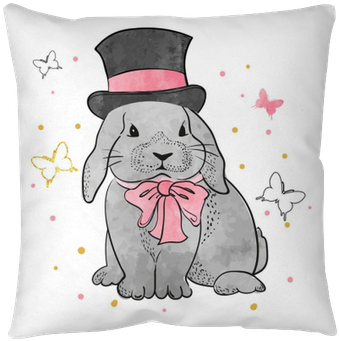 Cute Watercolor Rabbit Boy With Bow And Hat - Illustration (400x400), Png Download