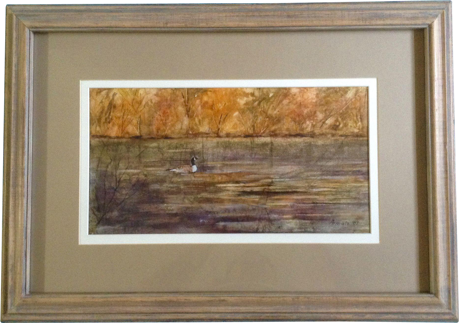 Armato, Canadian Goose On A Pond In Autumn, Signed - Picture Frame (1857x1857), Png Download