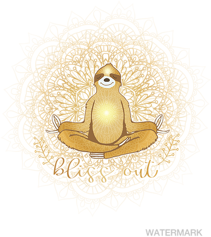Meditating Golden Sloth Mandala Bliss Out - Meditating Sloth (458x550), Png Download
