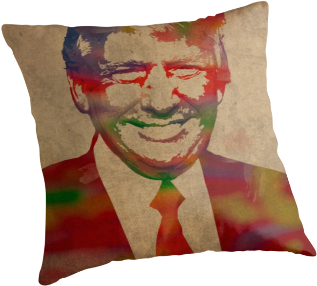 Trump Watercolor - Donald Trump Watercolor Portrait On Distressed Canvas (875x875), Png Download