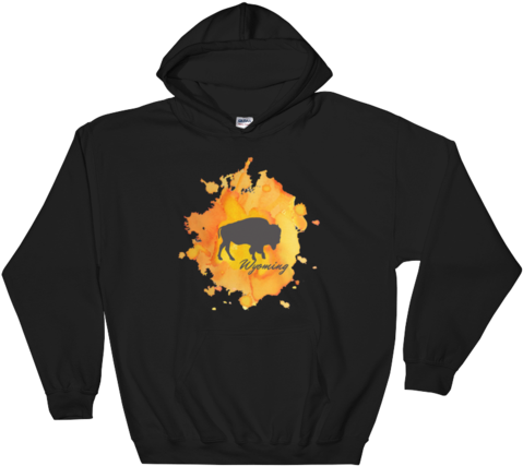 Wyoming Watercolor Burst Bison Hoodie - Revolution Will Not Be Televised Shirt (600x600), Png Download