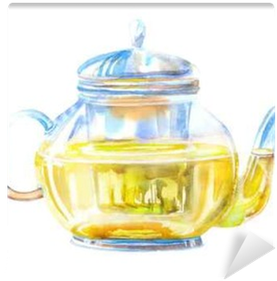 Glass Teapot Of A Green Tea - Drawing (400x400), Png Download