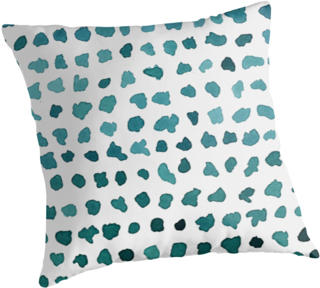 This Is A Watercolor Design Of Green Dots On A White - Cushion (875x875), Png Download