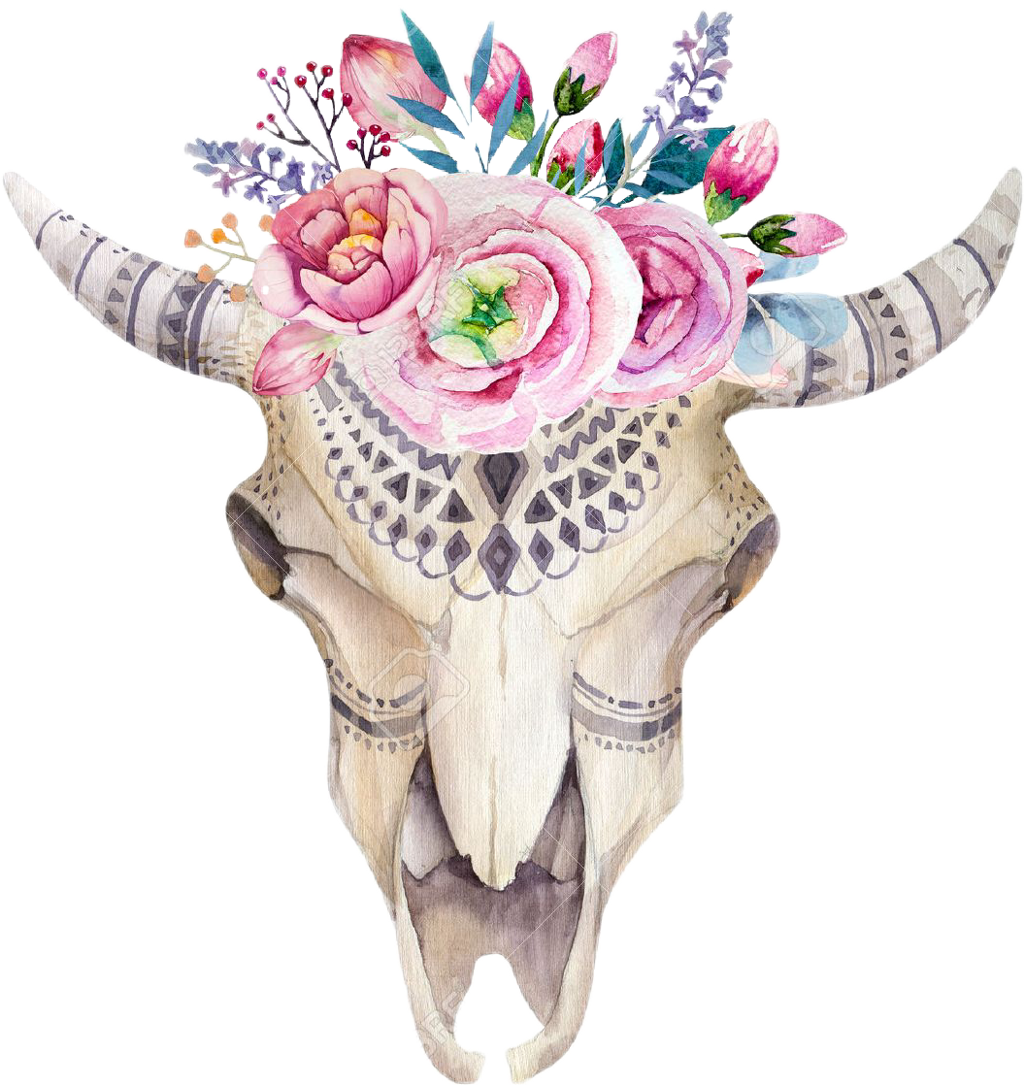 Paint Flowers Floral Watercolor Watercolour Bullhead - Cow And Flowers (1024x1085), Png Download