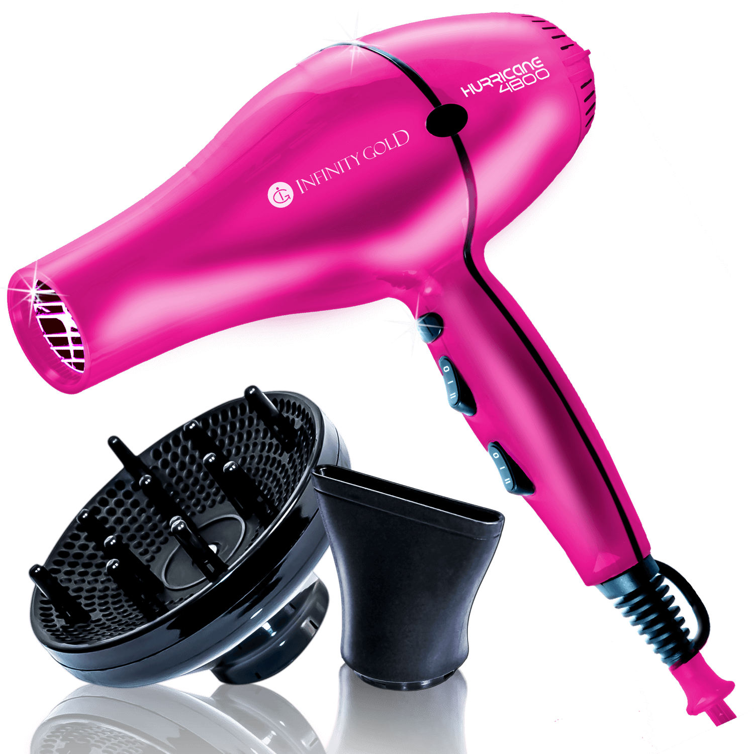 Blow Dryer Ceramic Tourmaline With 1 Concentrator & - Infinity Gold Blow Dryer (1500x1500), Png Download