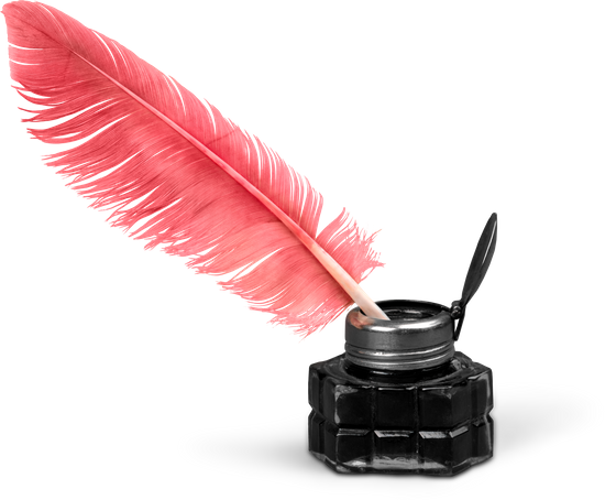 Quill Pen Images - Pink And Feather Ink Pen (550x454), Png Download