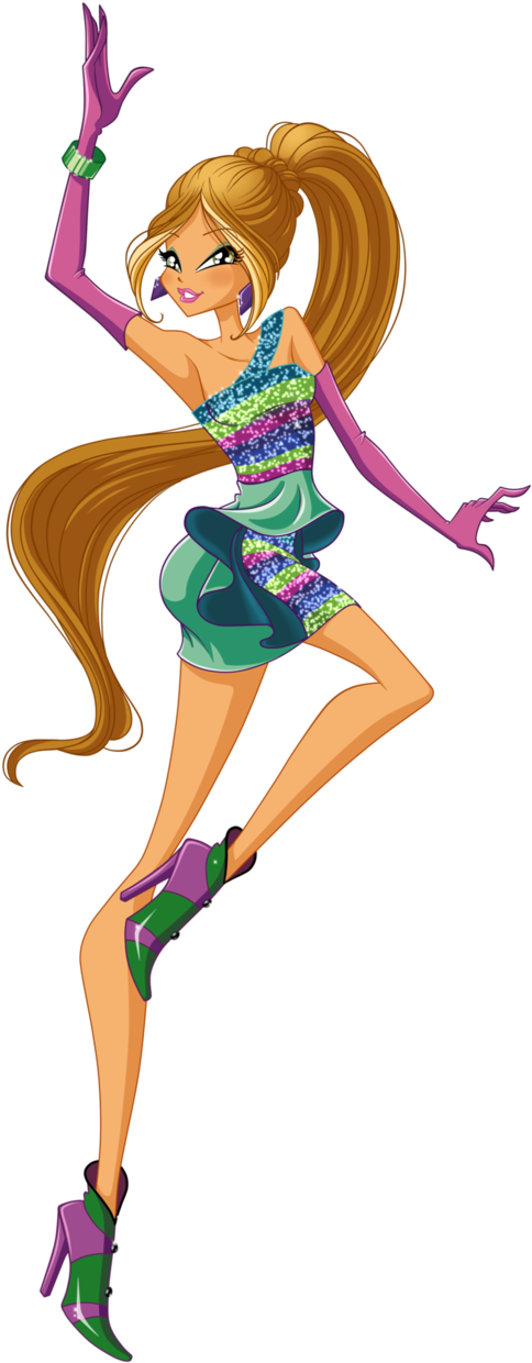 Flora Concert By Nala Winx Fairy - Winx Club Flora Fashion (632x1264), Png Download