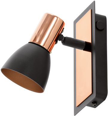 079494584 Barnham 1 Light Led Spotlight Matt Black - Wall Mount Copper Lights (430x404), Png Download