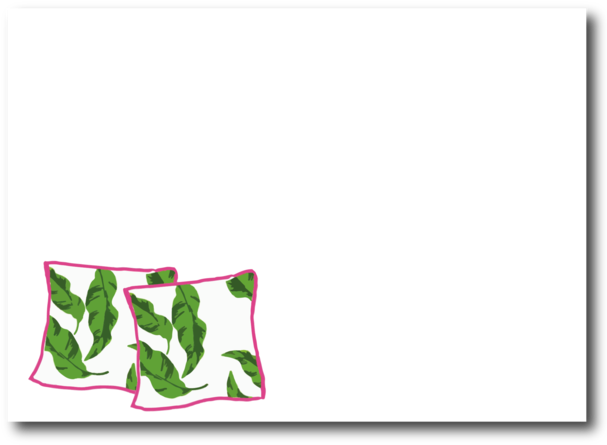 Flat Notecard Printed Notecard Banana Leaves Pillows - Katie Kime Banana Leaves Tray (620x620), Png Download