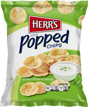 Herr's ® Sour Cream & Onion Popped Chips - Herr's Popped Chips (358x432), Png Download