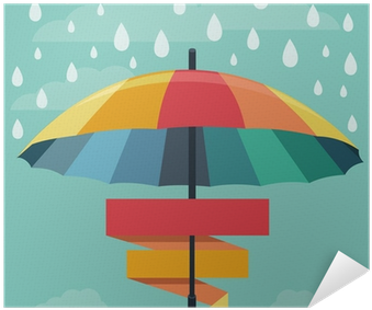 Vector Umbrella And Rain Drops In Rainbow Colors Poster - Rain (400x400), Png Download