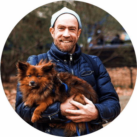 Sleep Walking Dog - Pomeranian With Human (460x460), Png Download