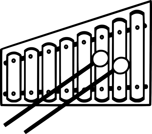 Xylophone,musical Vector Graphics - Xylophone Black And White Clip Art (500x441), Png Download