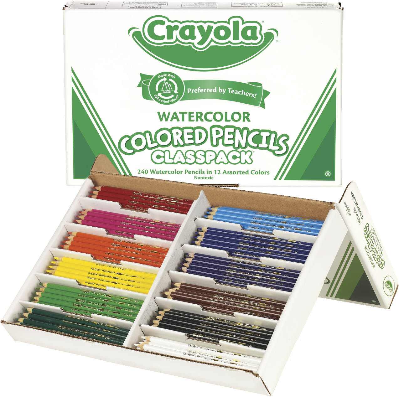 Crayola Non-toxic Watercolor Colored Pencil Classpack - Crayola Watercolor Pencils (1480x1456), Png Download