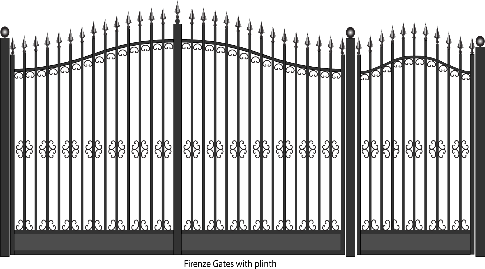 Firenze Steel Gates With Plinth - Mexico State (1920x1080), Png Download