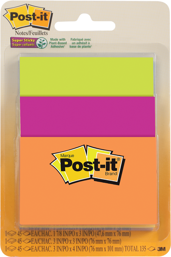 Post-it® Super Sticky Notes Combo Pack - Post It Notes (850x850), Png Download
