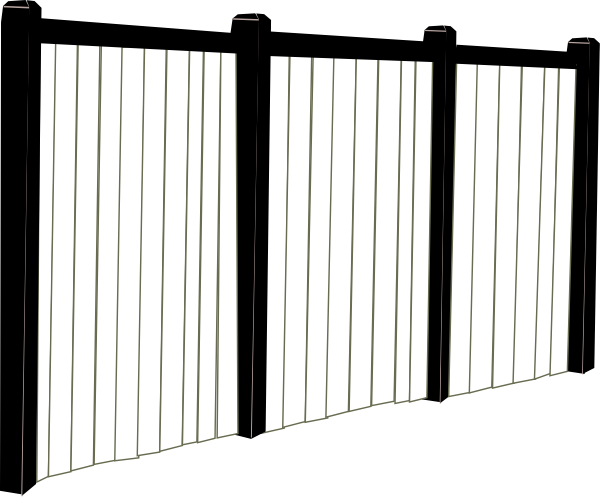 Black And White Fence Clip Art - Black And White Fence (600x497), Png Download