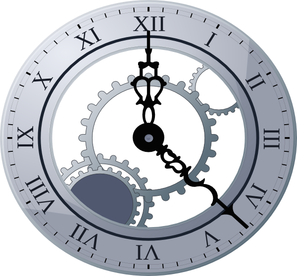 Steampunk Clock Clipart - Clock With Gears Free Clip Art (600x558), Png Download
