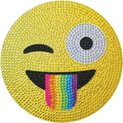 Picture Of Crazy Face Emoji Rhinestone Decals - Emoji Face (550x550), Png Download