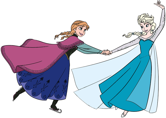 Frozen And Png For Free Download - Elsa And Anna Skating Clipart (582x415), Png Download