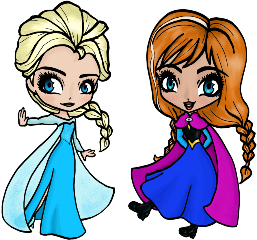 Elsa Anna Art Olaf Drawing - Frozen Chibi Elsa Anna (948x842), Png Download