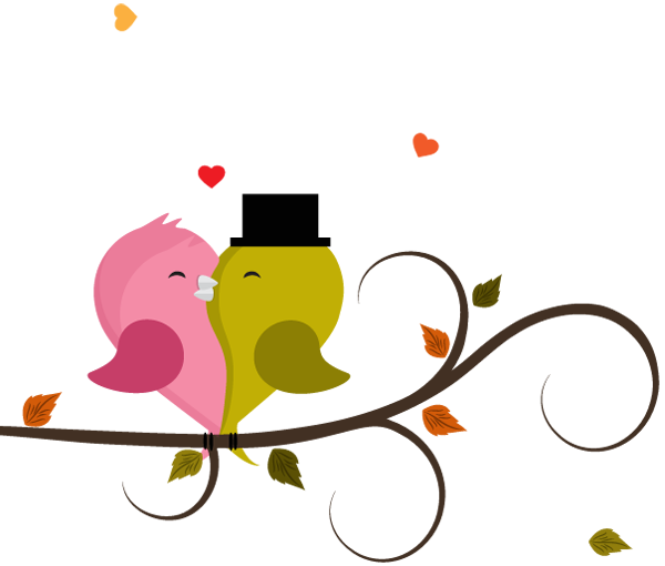 Valentines Day Couple Transparent Background Png - Love Birds Cartoon (600x510), Png Download