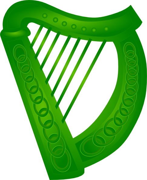 Png Free Stock Green Clip Art At Clker Com Vector - Irish Harp Clip Art (486x594), Png Download