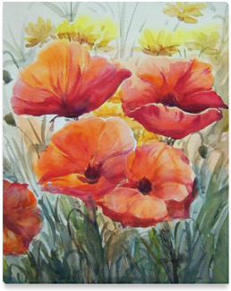 Watercolor Poppies Painting On Paper Canvas Print - Schönheit Der Blumen-mohnblumen, Postkarte (500x500), Png Download