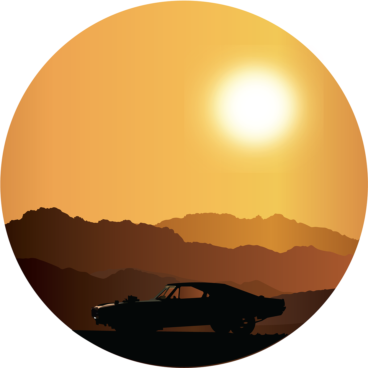 Car In Desert Mountains Made In Illustrator - Desert Mountains (1400x1430), Png Download
