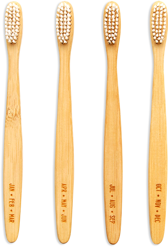 Months, Bamboo Toothbrush Set-0 - Toothbrush (1200x1045), Png Download